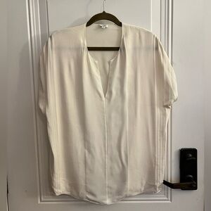 Vince Silk Split Neck Dolman Cap Sleeve Blouse